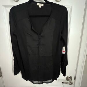 NWT Style & Co. Black Panel Relaxed Blouse